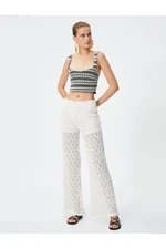 Koton Openwork Crochet Flared Leg Trousers