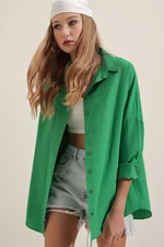 Bigdart 3900 Oversize Long Basic Shirt - Green