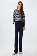 Koton Navy Blue Striped Women's Cardigan