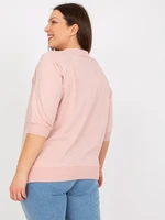 Oversized Down Pink Blouse with Rhinestones