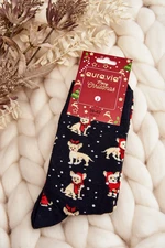 Men's Christmas Cotton Socks with Reindeer, Black