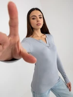 Grey fitted casual viscose blouse