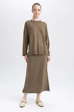 DEFACTO A Cut Basic Plain Knitwear Maxi Skirt