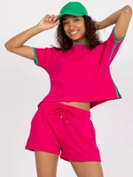 Pink and green cotton base set with shorts RUE PARIS