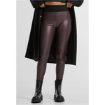 Women's high-waisted synthetic leather leggings in red