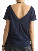 T-shirt with back neckline in navy blue