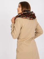 Dark beige scarf with folk prints