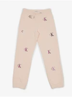 Light Pink Girly Patterned Sweatpants Calvin Klein Jeans - Girls