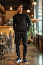 Trendyol Black Regular Cut Zippered Basic Tracksuit