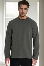 40222 Dewberry Double Crew Neck Mens Sweatshirt-KHAKI