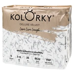 KOLORKY DELUXE VELVET Jednorazové EKO plienky so zamatovým povrchom S (3-6 kg) 25 kusov