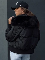 Women's winter quilted jacket with fur COLDPACK black Dstreet