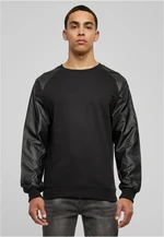 Imitation Raglan Leather Crew blk/blk