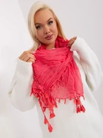 Dark coral women's scarf with fringe