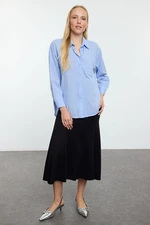 Trendyol Blue Boyfriend/Wide Pattern Woven Shirt