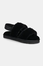 Pantofle Calvin Klein Jeans HOME VELCRO IN FUR černá barva, YW0YW01595