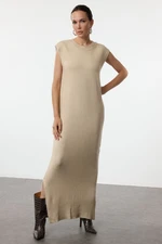 Trendyol Beige Maxi Knitwear Soft Texture Slit Detailed Vest Dress