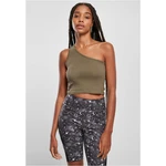 Women's cropped asymmetrical khaki top