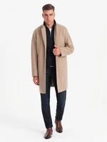 Ombre Men's lightweight single-breasted coat - beige