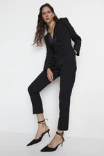 Trendyol Limited Edition Long Black Satin Collar Detailed Woven Jumpsuit