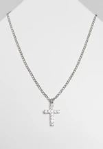 Necklace with diamond cross - silver color