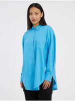 Blue Ladies Linen Shirt ONLY Corina - Ladies