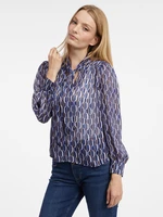 Orsay Blue Ladies Patterned Blouse - Women