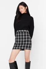 Trendyol Black Plaid Patterned Mini Woven Skirt