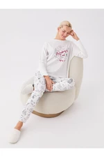 LC Waikiki Crew Neck Printed Long Sleeve Women's Pajama Set