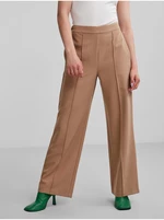 Women's Brown Striped Wide Trousers Pieces Bossy