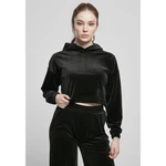 Women's Cropped Velvet Oversized Hoody Black