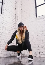 Women's tricolor windbreaker black/white/chrome-yellow