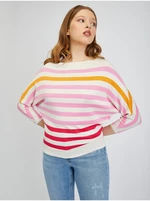 Women's pink and cream striped sweater ORSAY