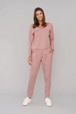 Karina women's tracksuit with long sleeves, long pants - powder pink