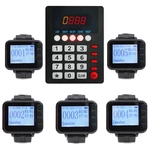 Fast Calling Kitchen Paging Waiter System Wireless Restaurant Pager 5 Waterproof Watch Receiver+1Transmitter For Coffee Clinic