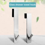 Stainless Steel Behind Door Hooks Double Sided Metal Non-Stick Easy Storage Hooks Bathroom Glass Door Over Shower Towel Racks