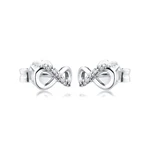 100% 925 Sterling Silver Jewelry Sparkling Infinity Stud Earrings Free Shipping