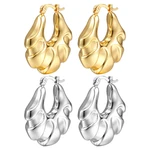 Drop Shipping INS Stainless Steel Hollow Earrings Fashion 18K Women's Titanium Ear Clip