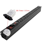 PDU 9 Unit overload protection Power strip Network Cabinet Rack Universal Outlet Dual Break Switch wave filter IEC-C14 port