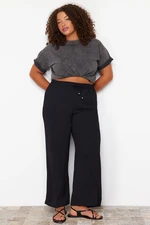 Trendyol Curve Black Lace-Waist Woven Plus Size Trousers