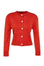 Trendyol Orange Soft Textured Jewel Button Knitwear Cardigan