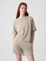 Beige women's sweatshirt with short sleeves GAP