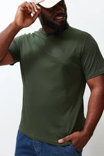 Trendyol Plus Size Khaki Regular/Normální střih Tištěné 100% Bavlněné tričko