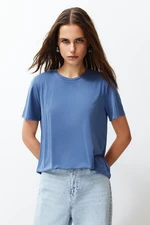 Trendyol Indigo Premium Soft Textured Modal Basic Knitted T-Shirt