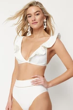 Trendyol Bridal Ecru Triangle Frilly Bikini Top