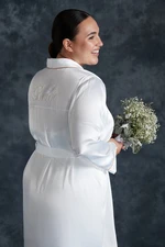 Trendyol Curve White Satin Belted Woven Bridal Dressing Gown