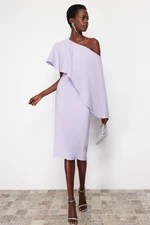 Trendyol Lilac Cape Detailed Woven Elegant Evening Dress