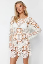 Trendyol White Mini Knitwear Look Beach Dress