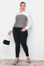 Trendyol Curve Gray Finike Woven Plus Size Blouse