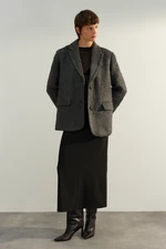 Trendyol limitovaná edícia antracitového oversize kabáta
